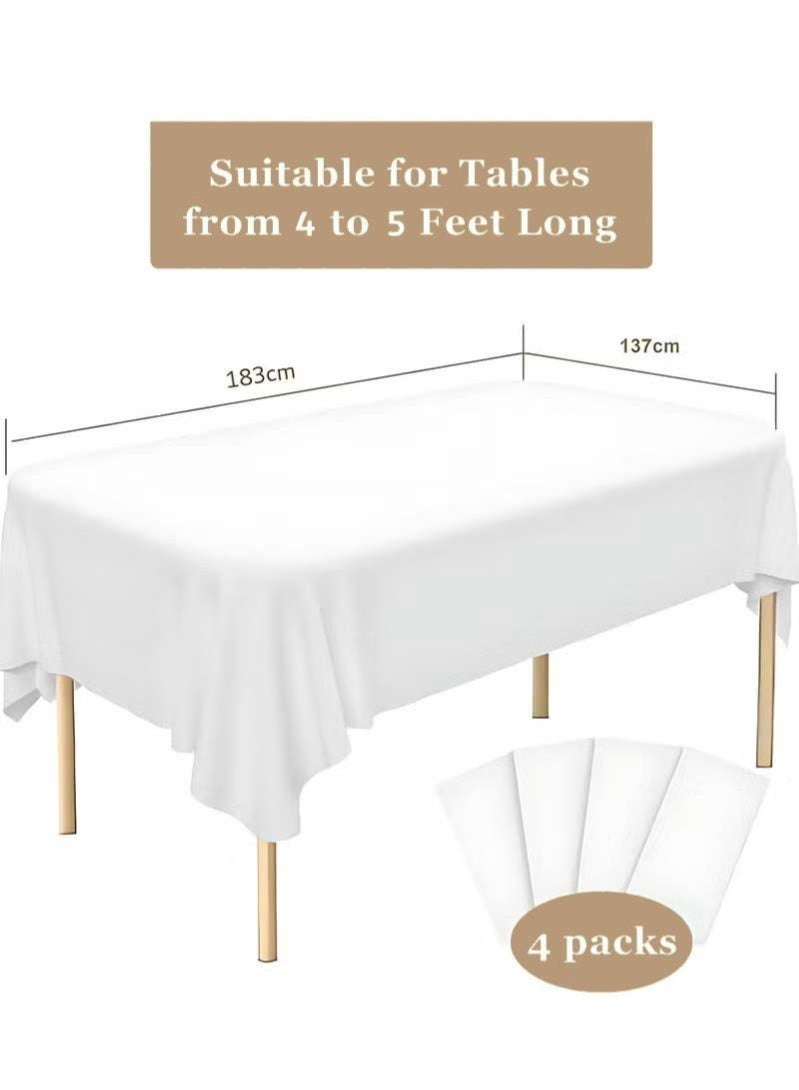 SHAOZHEN 4 Pack Disposable Tablecloths 72 x 54 Inch Plastic Rectangle Table Cloth Waterproof Decorative Table Cover for BBQ Party Wedding Indoor or Outdoor Use - Image 2